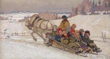 Returning from School Artwork by Nikolai Petrovich Bogdanov-belsky