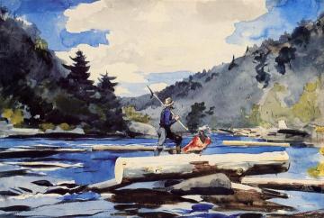 Hudson River, Logging Artwork by Winslow Homer