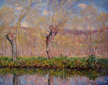 The Banks of the River Epte in Springtime Artwork by Claude Oscar Monet
