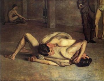 The Wrestlers Artwork by Thomas Eakins