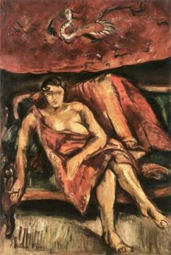 Young Half-Nude Woman, Seated on a Couch Artwork by Emile-othon Friesz