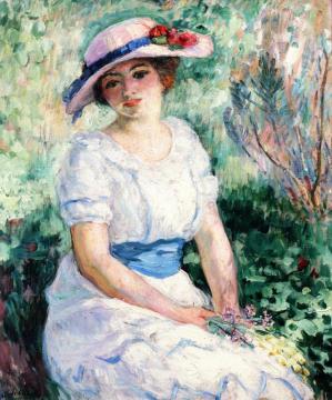 Young Girl with a Blue Belt Artwork by Henri Lebasque