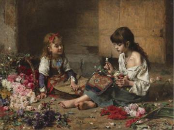 Young Flower Girls Artwork by Alexei Harlamoff