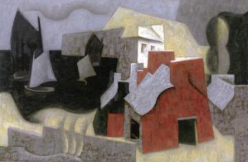 Coastal Landscape With Four Sailboats Artwork by Jean Metzinger