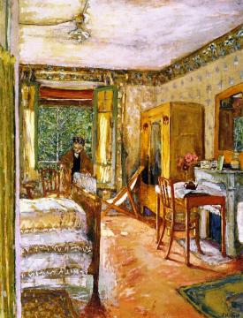 Sunlit Interior: Madame Vuillard's Room at La Closerie des Genêts Artwork by Edouard Vuillard