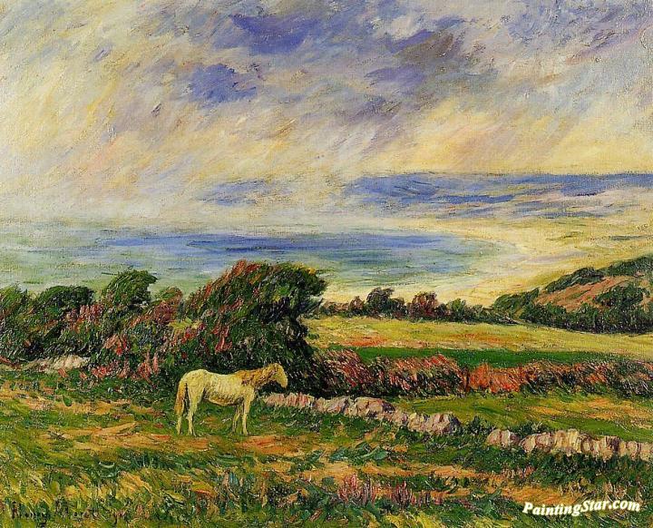 Horse in a Meadow Artwork by Henry Moret