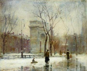 Winter in Washington Square Artwork by Paul Cornoyer
