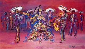 Mexican Dancer And Orchestra Artwork by Jean Dufy