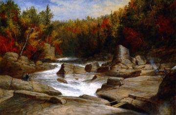 The St. Anne Falls Near Quebec, From Above And Looking Upward Artwork by Cornelius Krieghoff