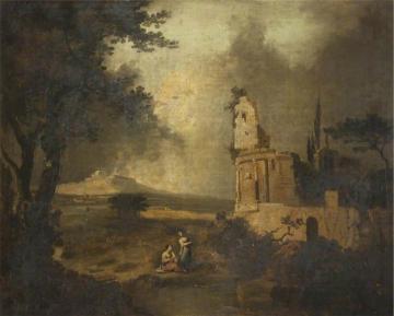 Figures Conversing in the Foreground; In the Distance, Bethlehem Artwork by Claude Lorrain