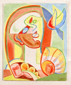 Man And Bird Artwork by Leopold Survage