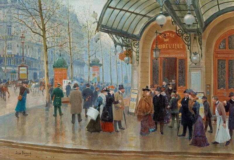 Outside The Vaudeville Theatre, Paris Artwork by Jean Georges Beraud