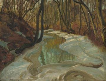 River in Spring (Elv i vårløsning) Artwork by Thorolf Holmboe