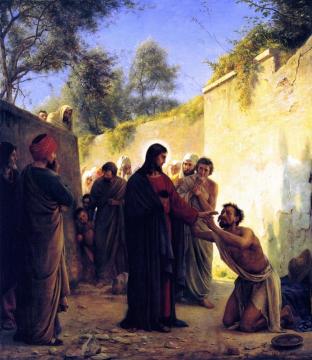 Healing of the Blind Man Artwork by Carl Heinrich Bloch