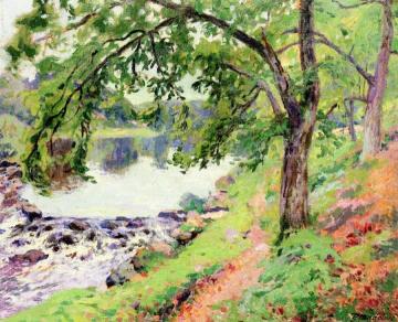 View of Genetin on the Banks of the River Artwork by Paul Madeline