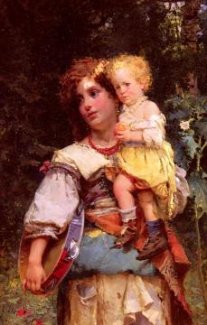 Gypsy Woman and Child Artwork by Cesare Auguste Detti