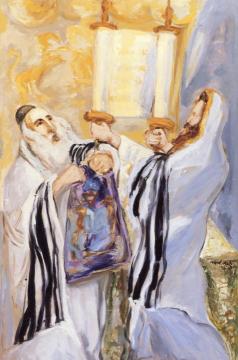 Unrolling the Torah Artwork by Mané-Katz