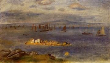 The Coast of Brittany, Fishing Boats Artwork by Pierre Auguste Renoir