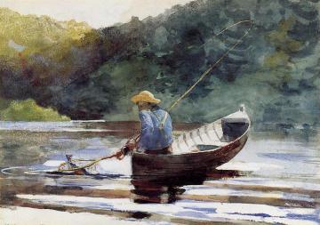 Boy Fishing Artwork by Winslow Homer
