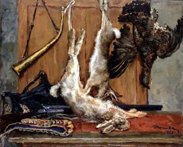 Still Life. Hares and grouse Artwork by Pyotr Konchalovsky