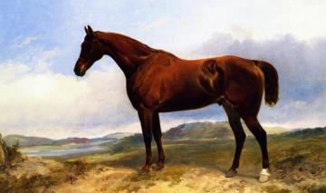 A Chestnut Hunter In A Landscape Artwork by Richard Ansdell