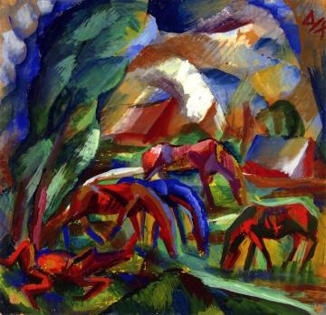 Grazing Horses Artwork by Otto Dix