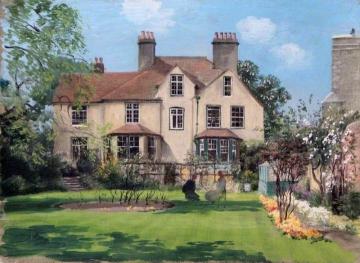 Two Ladies Taking Tea In The Vicarage Garden At Bierton, Buckinghamshire Artwork by Rex Whistler