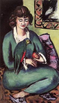 Quappi With Parrot Artwork by Max Beckmann