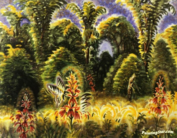 Cardinal Flowers Artwork by Charles Burchfield