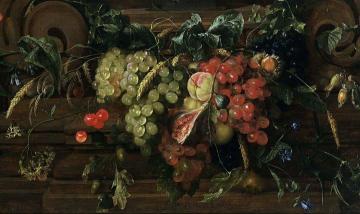 Still Life with White and Black Grapes Artwork by Jan Davidsz De Heem