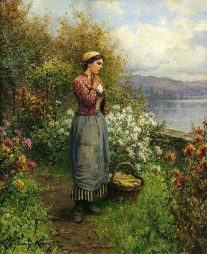 Julia on the Terrace Artwork by Daniel Ridgway Knight