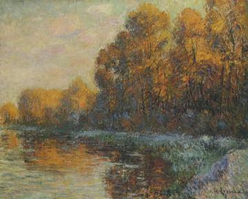 By the River in Autumn Artwork by Gustave Loiseau