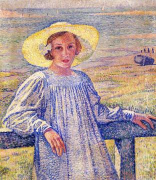Elisaeth van Rysselberghe in a Straw Hat Artwork by Theo van Rysselberghe