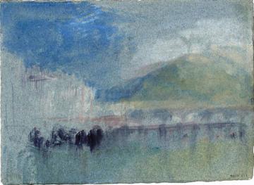 Rouen, The Bridge of Boats and the Stone Bridge, with Montagne Ste-Catherine Beyond Artwork by Joseph Mallord William Turner
