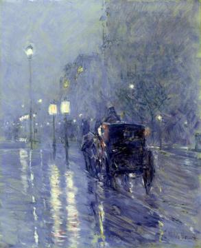 Rainy Midnight Artwork by Frederick Childe Hassam