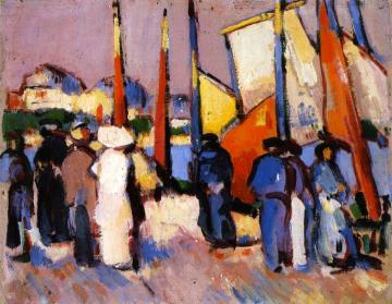 People and Sails at Royan Artwork by John Duncan Fergusson