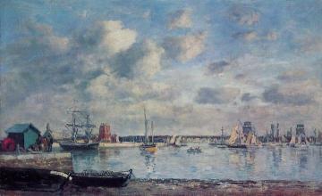 Camaret, Boats in the Harbor Artwork by Eugène-Louis Boudin