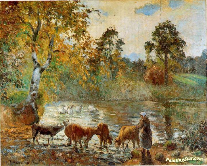 The Pond at Montfoucault Artwork by Camille Pissarro