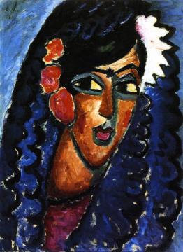 Princess with White Flower Artwork by Alexej Jawlensky