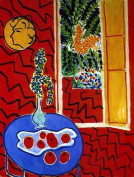 Red Interior: Still Life On A Blue Table Artwork by Henri Matisse