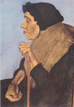 Old blind woman sitting Artwork by Paula Modersohn-Becker