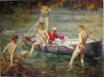 Ruby, Gold And Malachite Artwork by Henry Scott Tuke