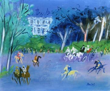 Horsemen And Carriage In The Bois De Boulogne Artwork by Jean Dufy