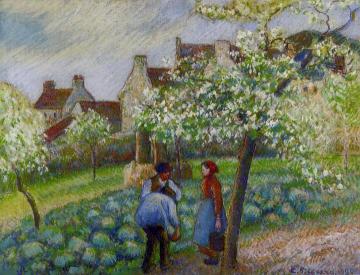 Flowering Plum Trees Artwork by Camille Pissarro