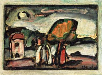 Biblical Landscape with Three Figures Artwork by Georges Rouault