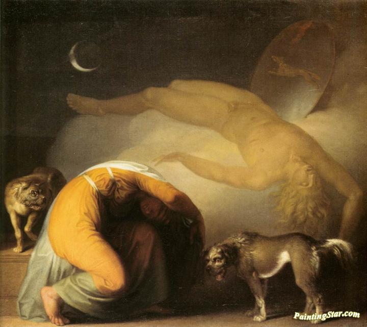 Culmin's Ghost Appears To His Mother (culmins Genfærd Viser Sig For Moderen) Artwork by Nicolai Abraham Abildgaard