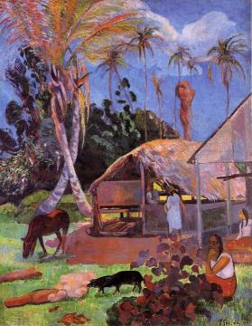 The Black Pigs Artwork by Paul Gauguin