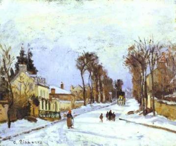 The Road to Versailles at Louveciennes Artwork by Camille Pissarro