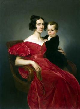 Ritratto Della Contessa Teresa Zumali Marsili Con Il Figlio Giuseppe Artwork by Francesco Paolo Hayez