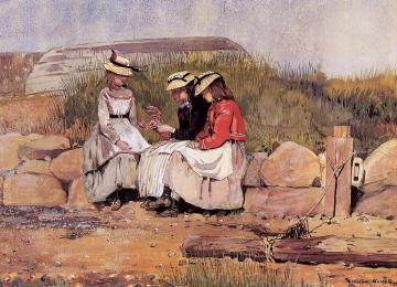 Girls with Lobster Artwork by Winslow Homer